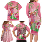 Chilling Pink Cockatoo Australia Family Matching Long Sleeve Bodycon Dress and Hawaiian Shirt It's 5 O’Clock Somewhere Cocktail - Aussie Hoodie