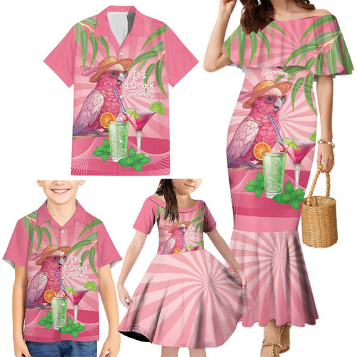 Chilling Pink Cockatoo Australia Family Matching Mermaid Dress and Hawaiian Shirt It's 5 O’Clock Somewhere Cocktail - Aussie Hoodie