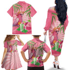 Chilling Pink Cockatoo Australia Family Matching Off The Shoulder Long Sleeve Dress and Hawaiian Shirt It's 5 O’Clock Somewhere Cocktail - Aussie Hoodie