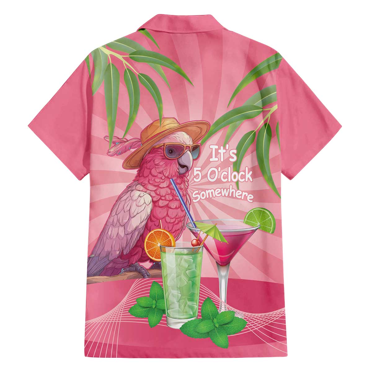 Chilling Pink Cockatoo Australia Family Matching Off The Shoulder Long Sleeve Dress and Hawaiian Shirt It's 5 O’Clock Somewhere Cocktail - Aussie Hoodie