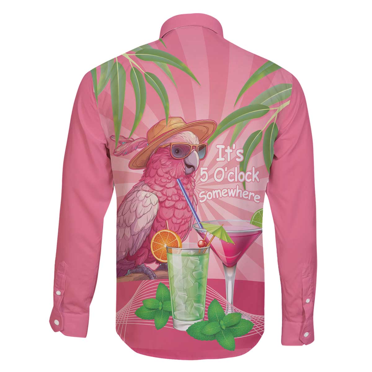 Chilling Pink Cockatoo Australia Family Matching Off The Shoulder Long Sleeve Dress and Hawaiian Shirt It's 5 O’Clock Somewhere Cocktail - Aussie Hoodie