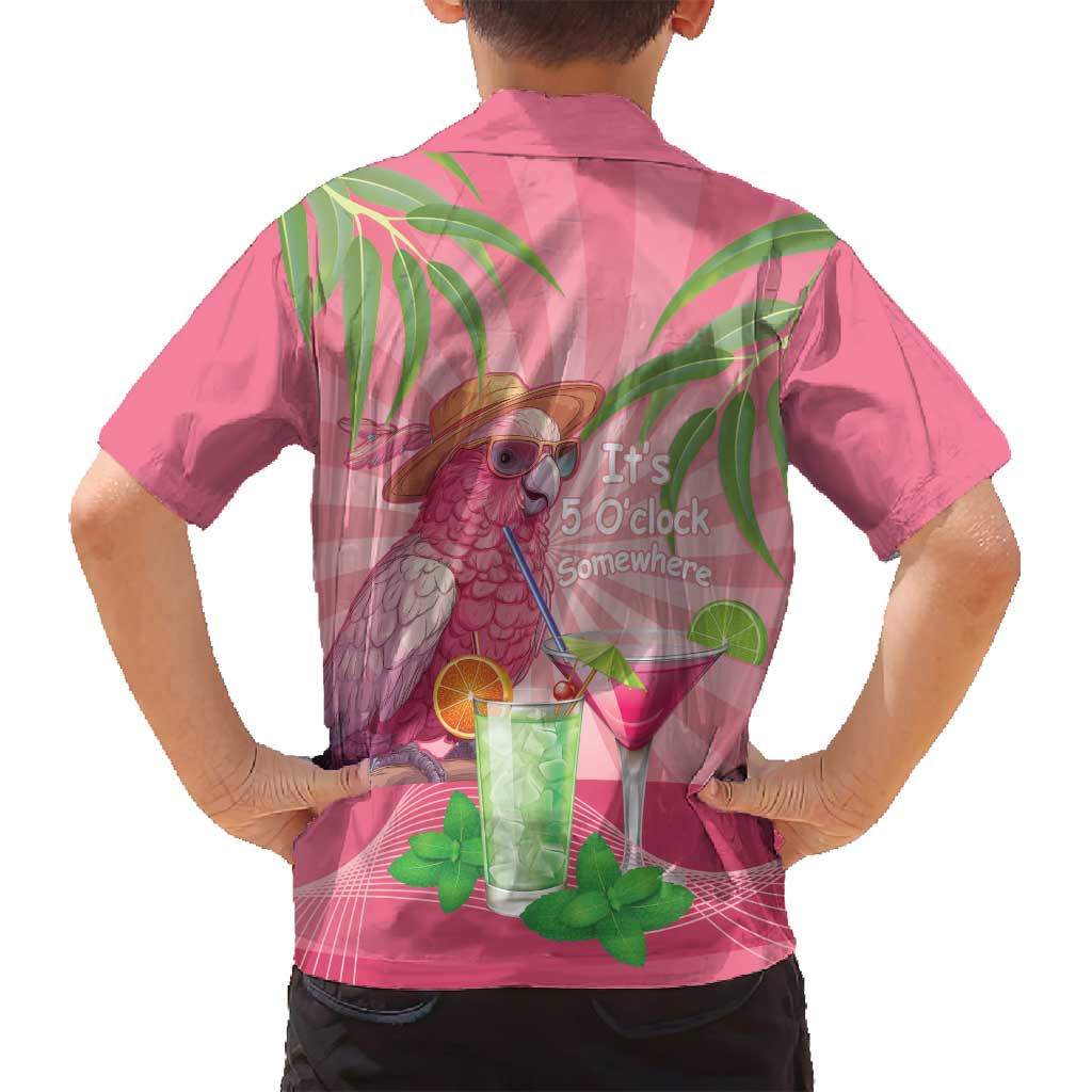 Chilling Pink Cockatoo Australia Family Matching Off Shoulder Maxi Dress and Hawaiian Shirt It's 5 O’Clock Somewhere Cocktail - Aussie Hoodie