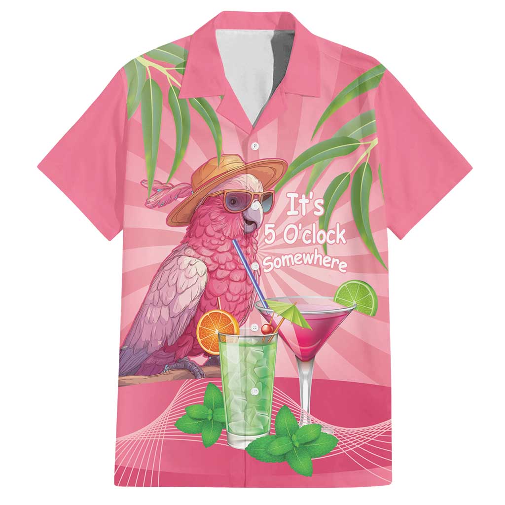 Chilling Pink Cockatoo Australia Family Matching Off Shoulder Maxi Dress and Hawaiian Shirt It's 5 O’Clock Somewhere Cocktail - Aussie Hoodie