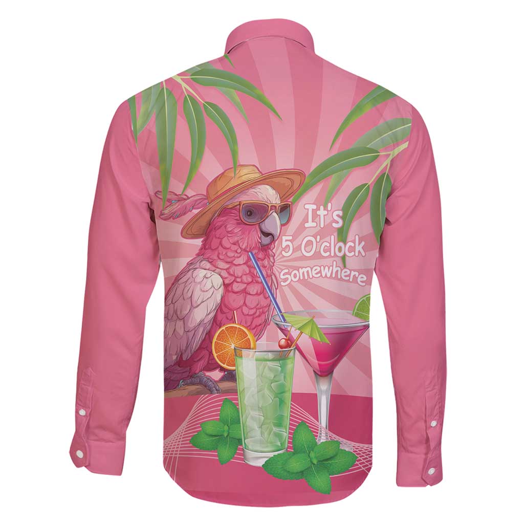 Chilling Pink Cockatoo Australia Family Matching Off Shoulder Maxi Dress and Hawaiian Shirt It's 5 O’Clock Somewhere Cocktail - Aussie Hoodie