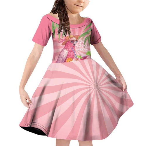 Chilling Pink Cockatoo Australia Family Matching Off Shoulder Short Dress and Hawaiian Shirt It's 5 O’Clock Somewhere Cocktail - Aussie Hoodie