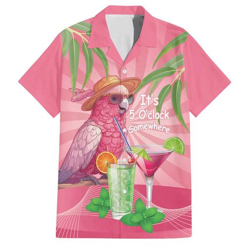 Chilling Pink Cockatoo Australia Family Matching Off Shoulder Short Dress and Hawaiian Shirt It's 5 O’Clock Somewhere Cocktail - Aussie Hoodie