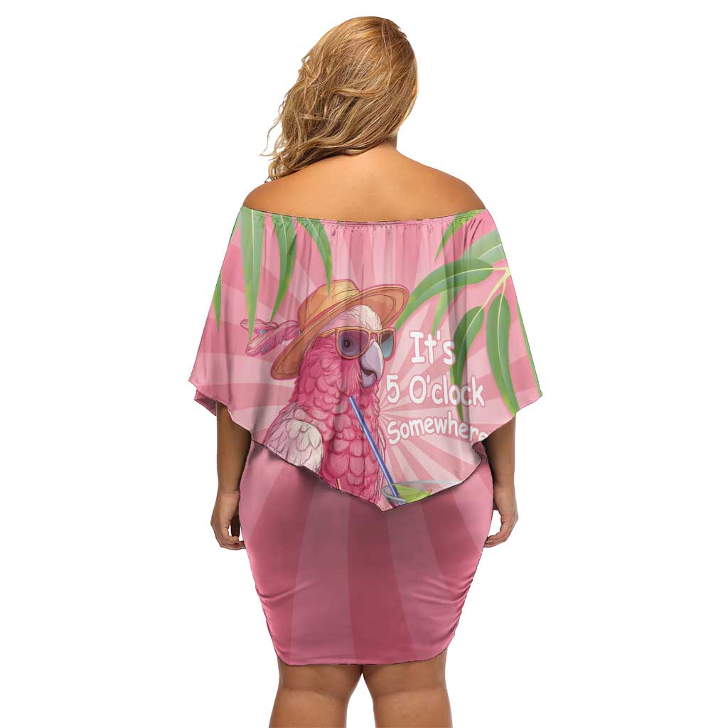 Chilling Pink Cockatoo Australia Family Matching Off Shoulder Short Dress and Hawaiian Shirt It's 5 O’Clock Somewhere Cocktail - Aussie Hoodie