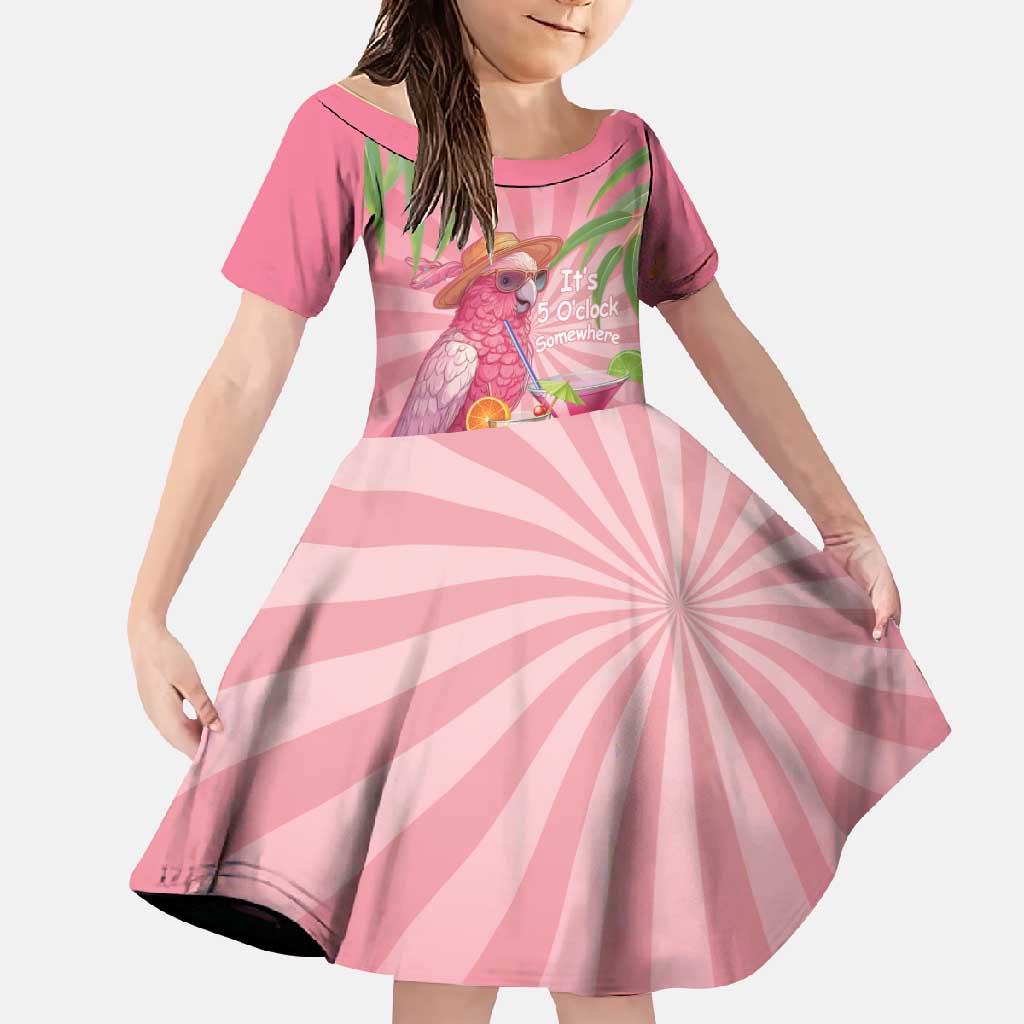 Chilling Pink Cockatoo Australia Family Matching Summer Maxi Dress and Hawaiian Shirt It's 5 O’Clock Somewhere Cocktail - Aussie Hoodie