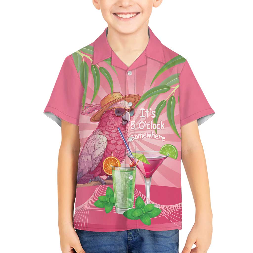 Chilling Pink Cockatoo Australia Family Matching Summer Maxi Dress and Hawaiian Shirt It's 5 O’Clock Somewhere Cocktail - Aussie Hoodie