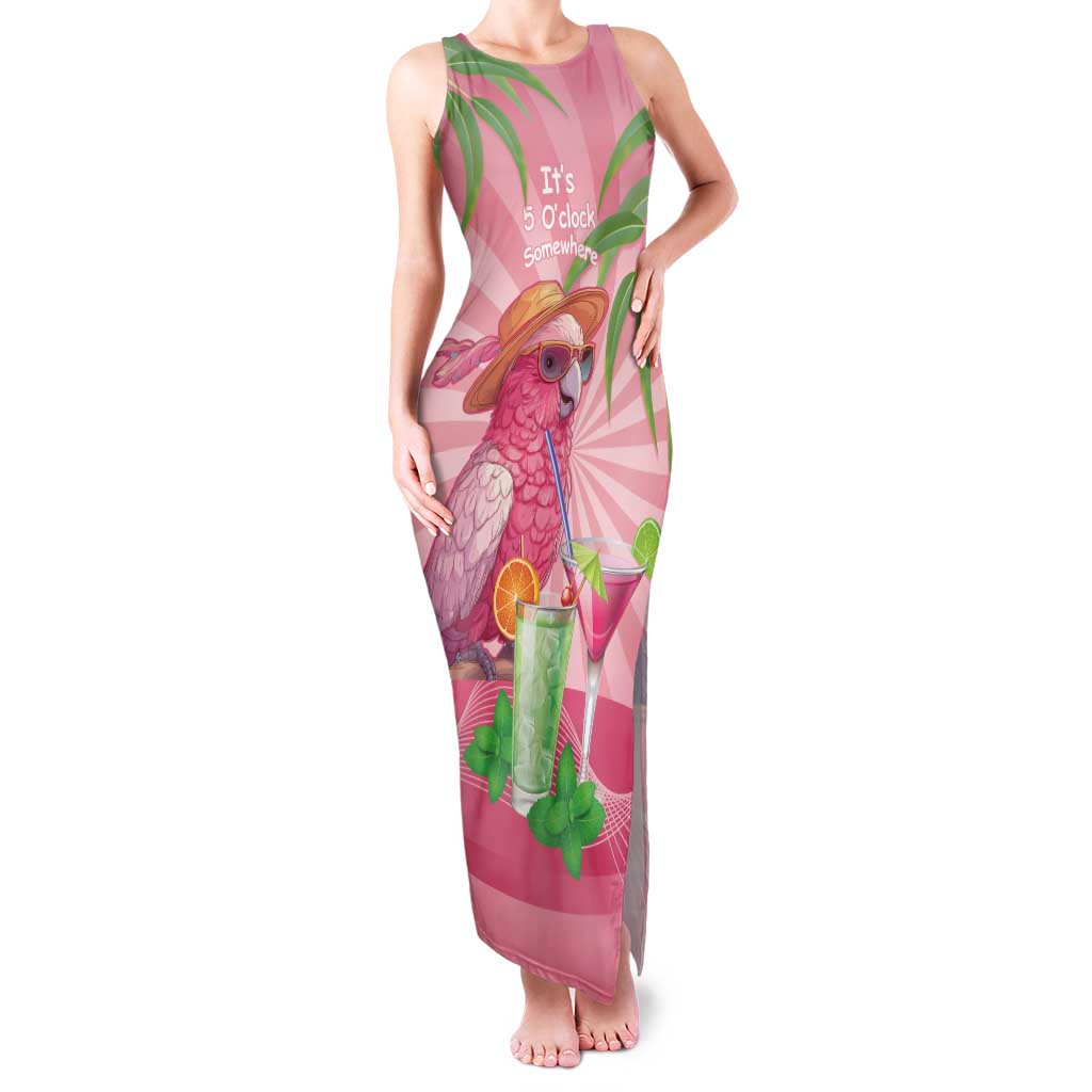Chilling Pink Cockatoo Australia Family Matching Tank Maxi Dress and Hawaiian Shirt It's 5 O’Clock Somewhere Cocktail - Aussie Hoodie