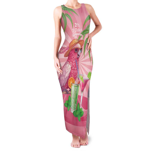 Chilling Pink Cockatoo Australia Family Matching Tank Maxi Dress and Hawaiian Shirt It's 5 O’Clock Somewhere Cocktail - Aussie Hoodie