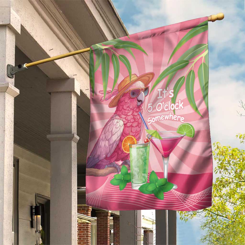 Chilling Pink Cockatoo Australia Garden Flag It's 5 O’Clock Somewhere Cocktail - Aussie Hoodie