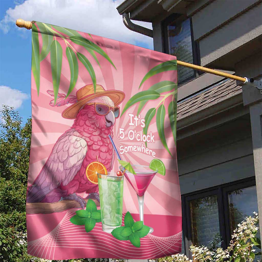 Chilling Pink Cockatoo Australia Garden Flag It's 5 O’Clock Somewhere Cocktail - Aussie Hoodie