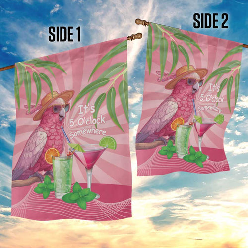 Chilling Pink Cockatoo Australia Garden Flag It's 5 O’Clock Somewhere Cocktail - Aussie Hoodie