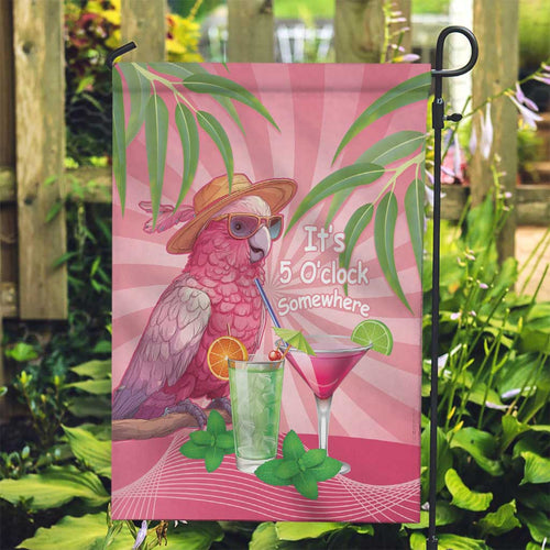 Chilling Pink Cockatoo Australia Garden Flag It's 5 O’Clock Somewhere Cocktail - Aussie Hoodie