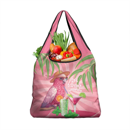 Chilling Pink Cockatoo Australia Grocery Bag It's 5 O’Clock Somewhere Cocktail - Aussie Hoodie