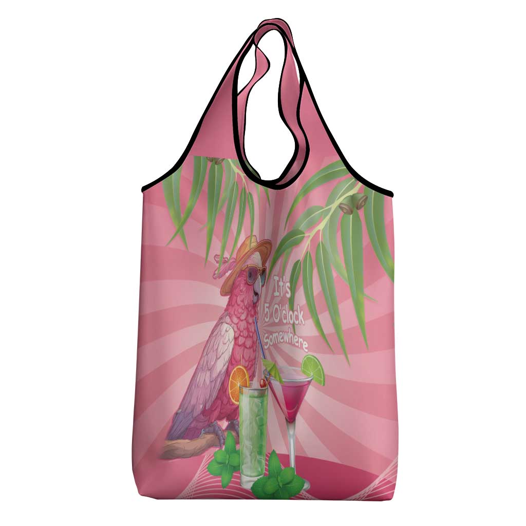 Chilling Pink Cockatoo Australia Grocery Bag It's 5 O’Clock Somewhere Cocktail - Aussie Hoodie