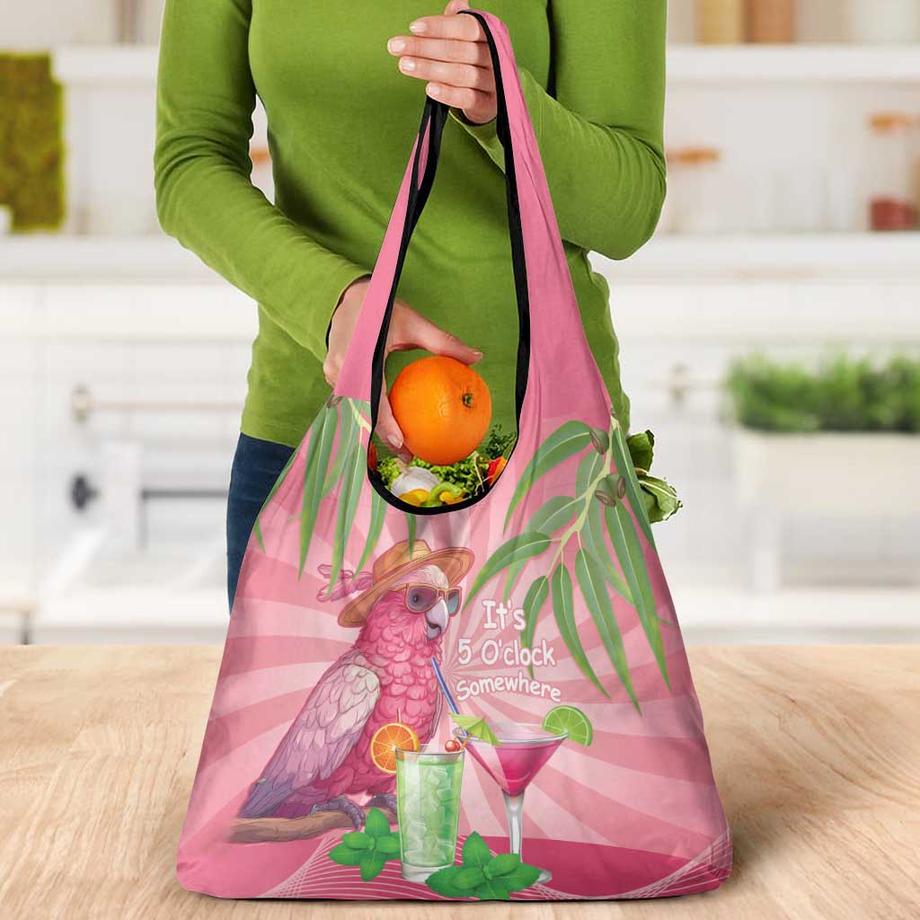 Chilling Pink Cockatoo Australia Grocery Bag It's 5 O’Clock Somewhere Cocktail - Aussie Hoodie
