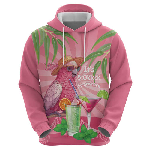 Chilling Pink Cockatoo Australia Hoodie It's 5 O’Clock Somewhere Cocktail - Aussie Hoodie