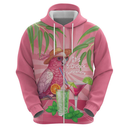 Chilling Pink Cockatoo Australia Hoodie It's 5 O’Clock Somewhere Cocktail - Aussie Hoodie