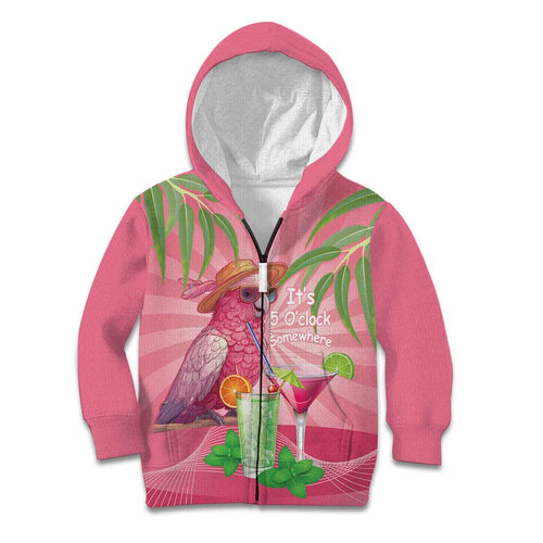 Chilling Pink Cockatoo Australia Kid Hoodie It's 5 O’Clock Somewhere Cocktail - Aussie Hoodie