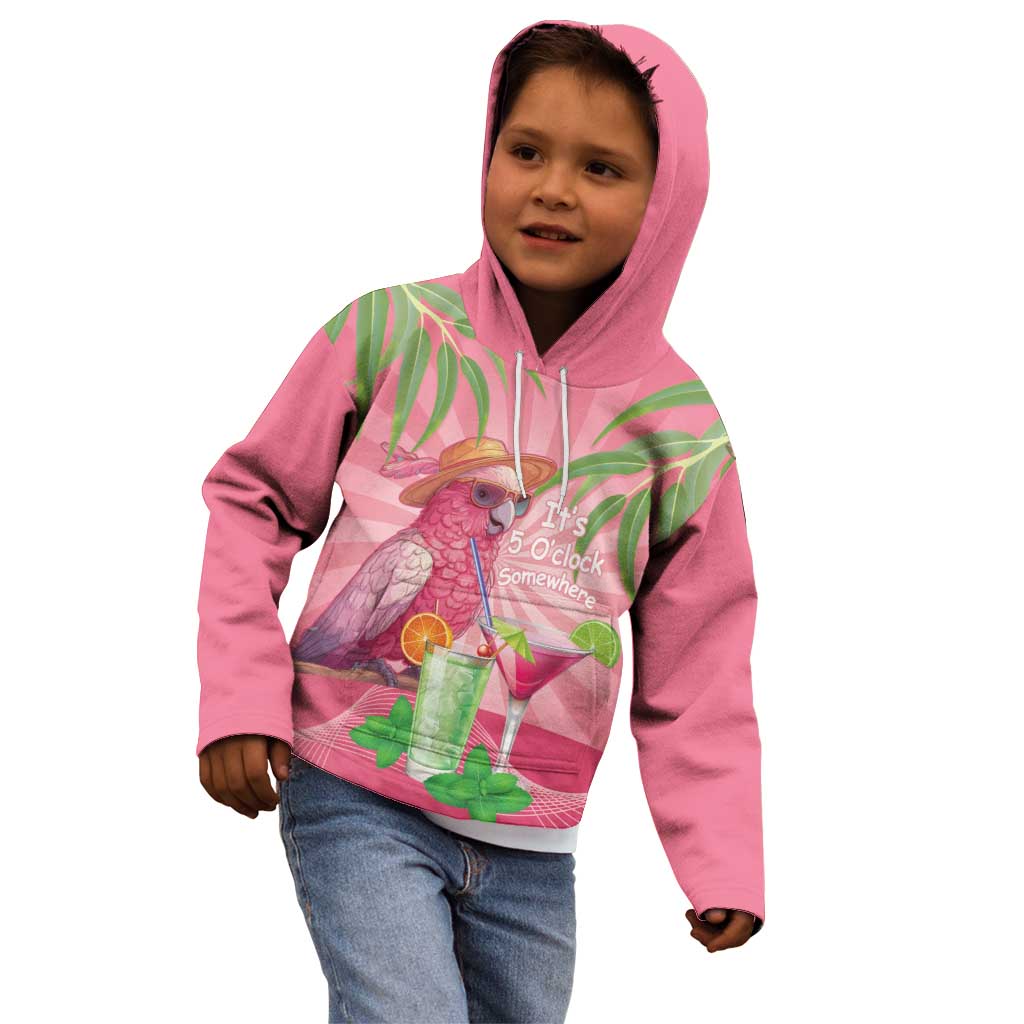 Chilling Pink Cockatoo Australia Kid Hoodie It's 5 O’Clock Somewhere Cocktail - Aussie Hoodie