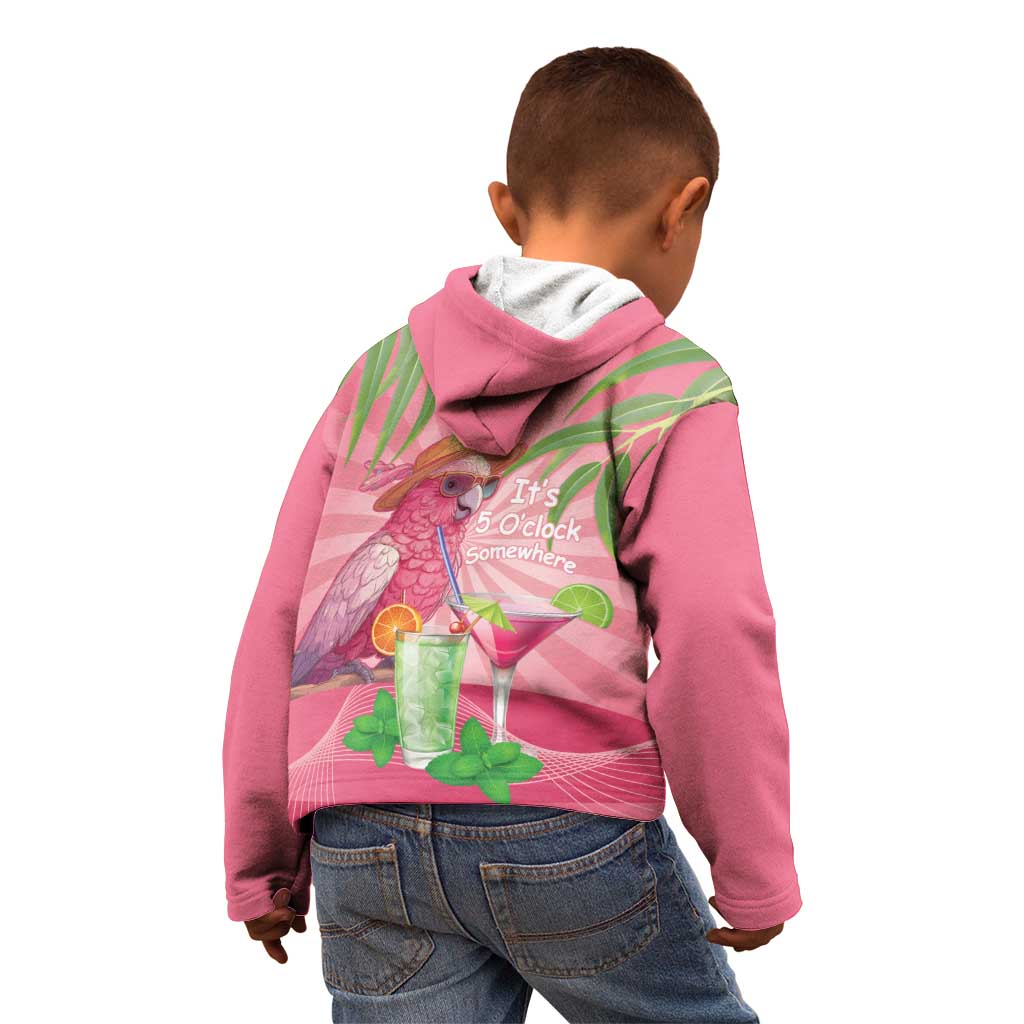 Chilling Pink Cockatoo Australia Kid Hoodie It's 5 O’Clock Somewhere Cocktail - Aussie Hoodie