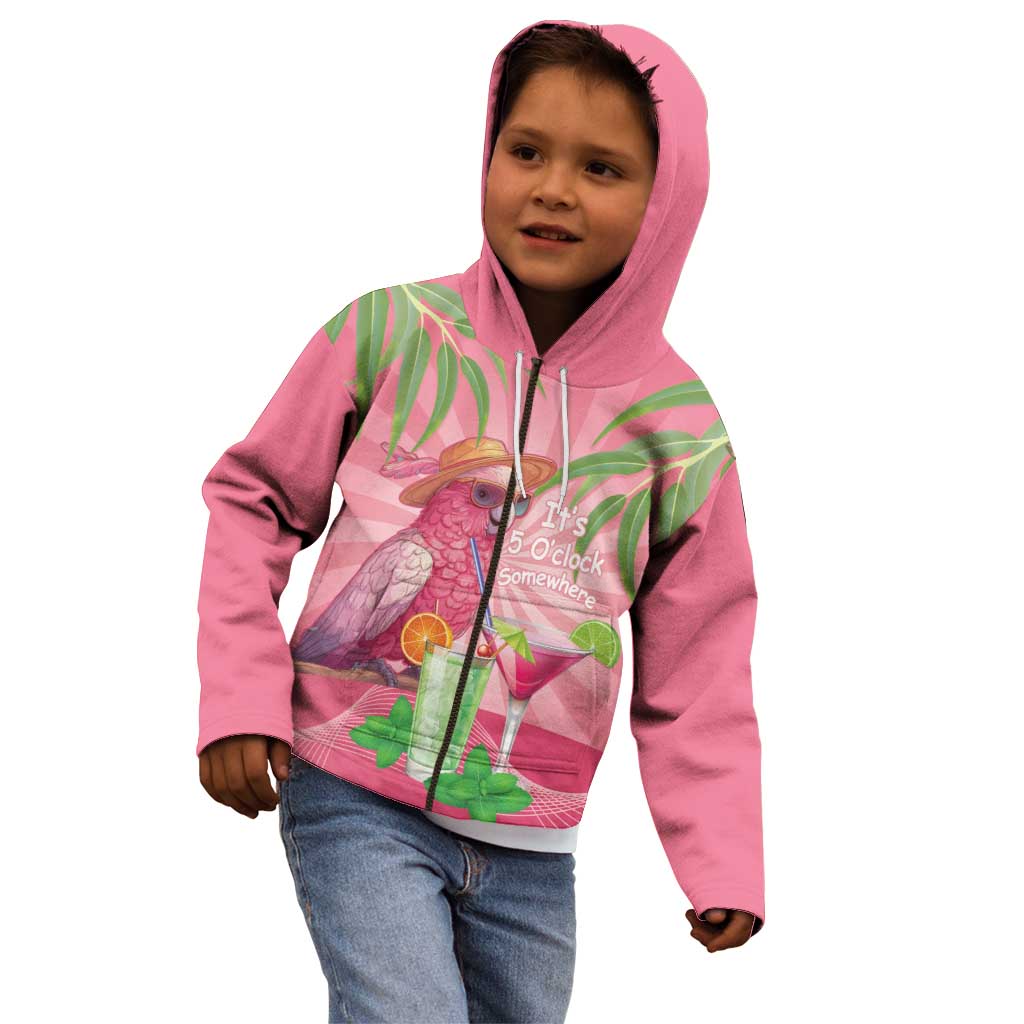 Chilling Pink Cockatoo Australia Kid Hoodie It's 5 O’Clock Somewhere Cocktail - Aussie Hoodie