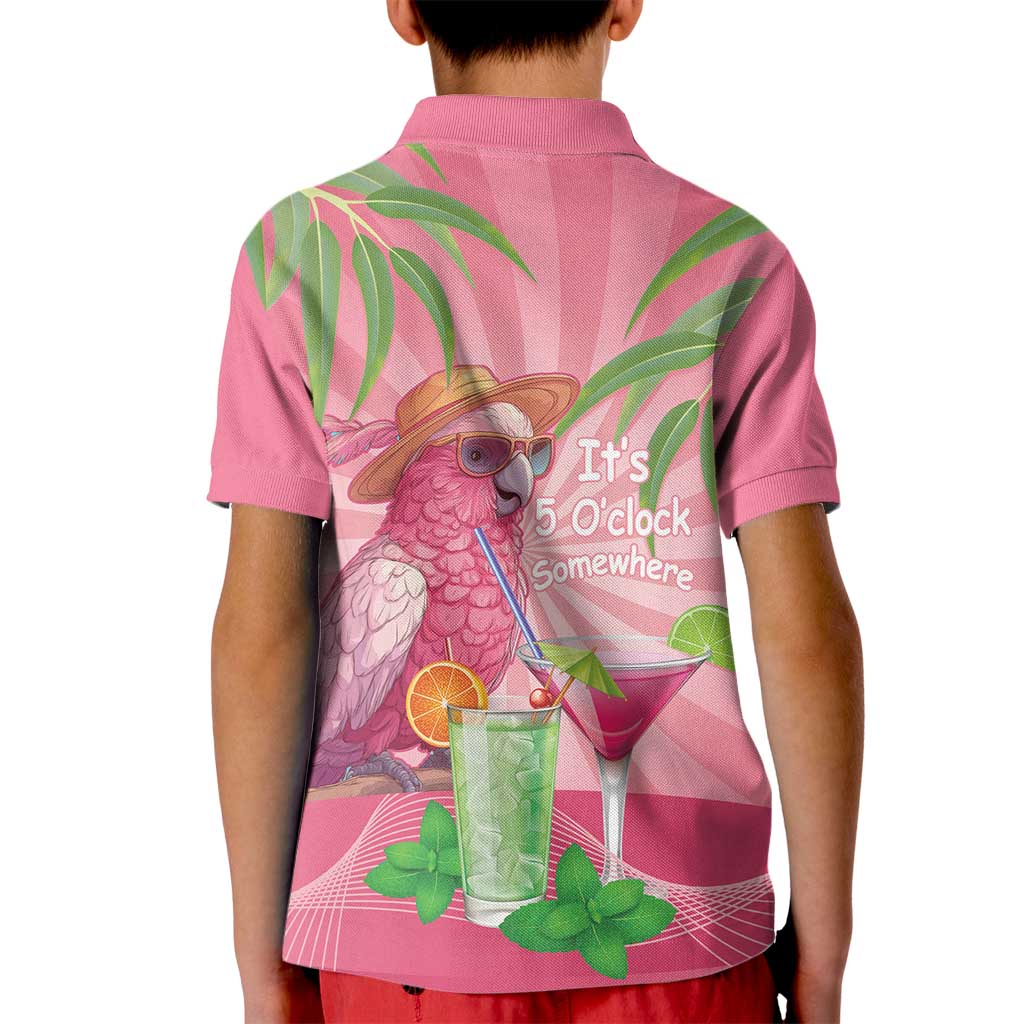 Chilling Pink Cockatoo Australia Kid Polo Shirt It's 5 O’Clock Somewhere Cocktail - Aussie Hoodie