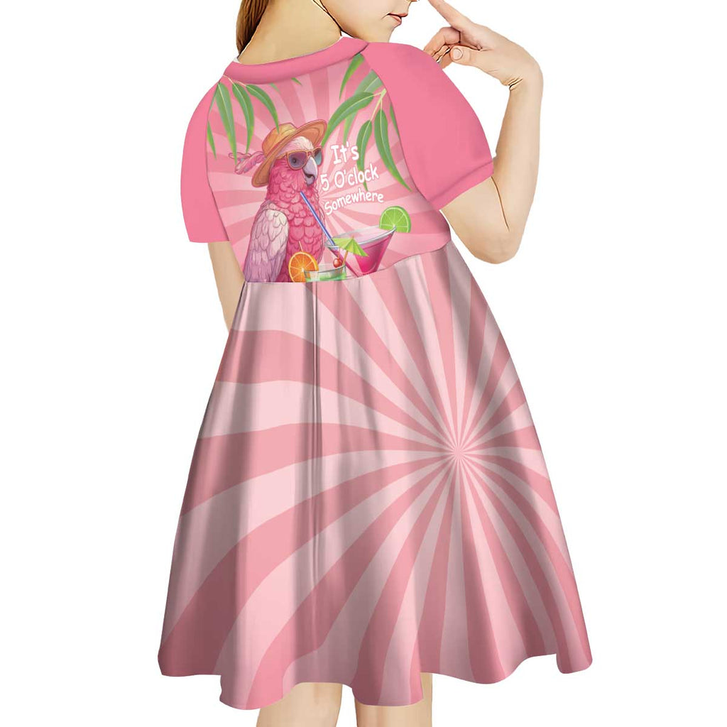 Chilling Pink Cockatoo Australia Kid Short Sleeve Dress It's 5 O’Clock Somewhere Cocktail - Aussie Hoodie
