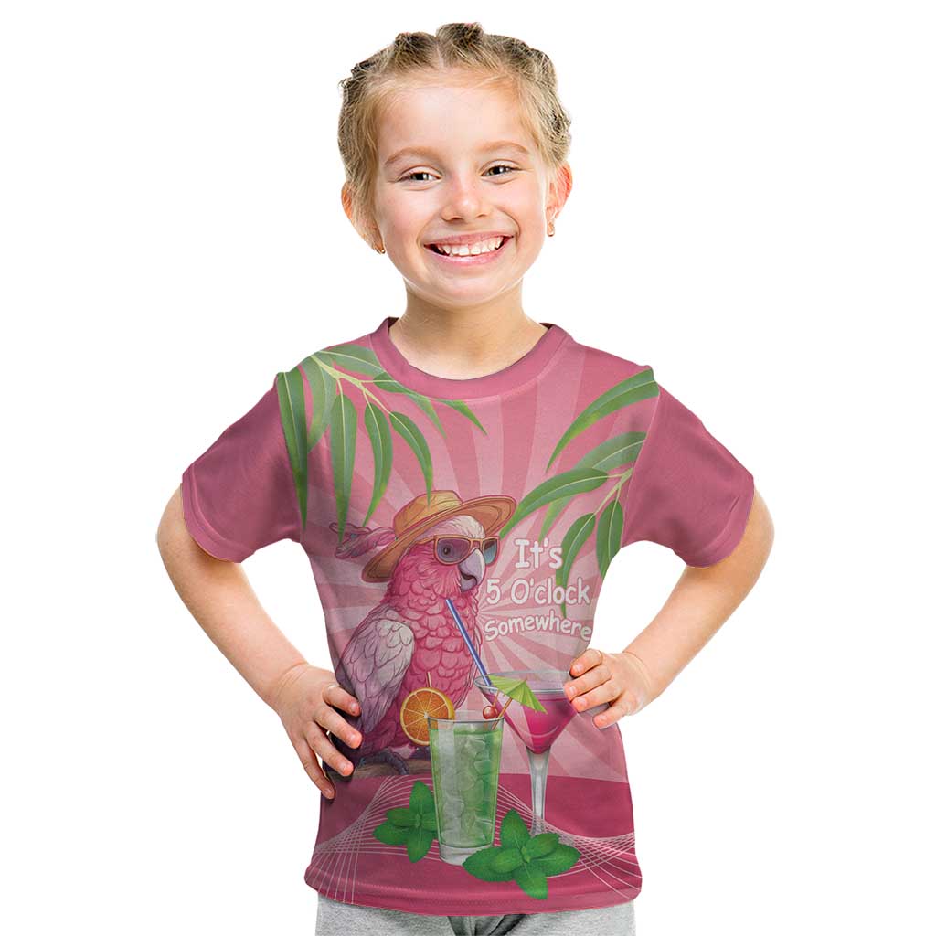 Chilling Pink Cockatoo Australia Kid T Shirt It's 5 O’Clock Somewhere Cocktail - Aussie Hoodie