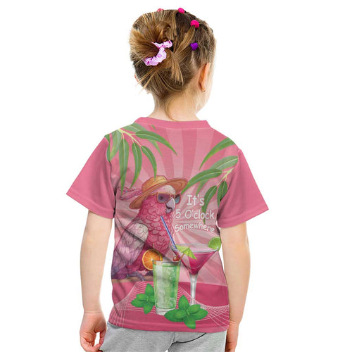Chilling Pink Cockatoo Australia Kid T Shirt It's 5 O’Clock Somewhere Cocktail - Aussie Hoodie