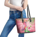Chilling Pink Cockatoo Australia Leather Tote Bag It's 5 O’Clock Somewhere Cocktail - Aussie Hoodie