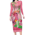 Chilling Pink Cockatoo Australia Long Sleeve Bodycon Dress It's 5 O’Clock Somewhere Cocktail - Aussie Hoodie