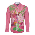 Chilling Pink Cockatoo Australia Long Sleeve Button Shirt It's 5 O’Clock Somewhere Cocktail - Aussie Hoodie