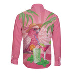 Chilling Pink Cockatoo Australia Long Sleeve Button Shirt It's 5 O’Clock Somewhere Cocktail - Aussie Hoodie