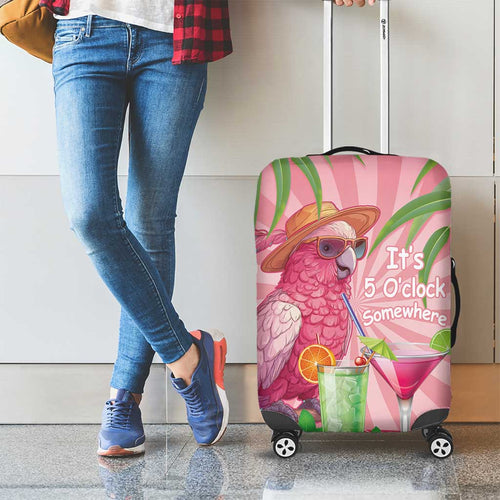Chilling Pink Cockatoo Australia Luggage Cover It's 5 O’Clock Somewhere Cocktail - Aussie Hoodie