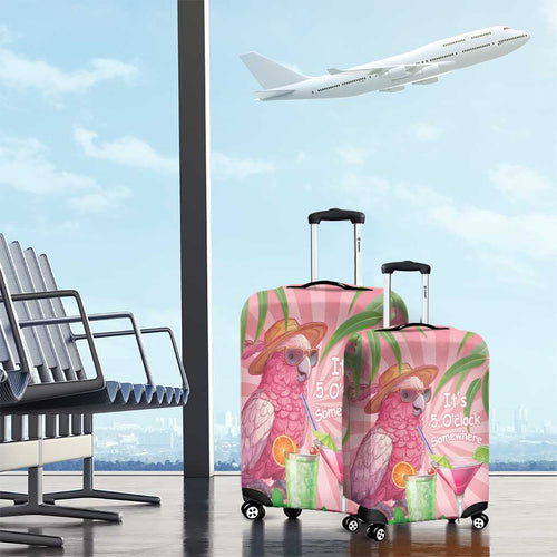 Chilling Pink Cockatoo Australia Luggage Cover It's 5 O’Clock Somewhere Cocktail - Aussie Hoodie
