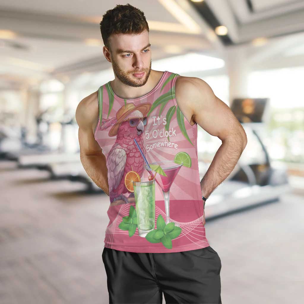Chilling Pink Cockatoo Australia Men Tank Top It's 5 O’Clock Somewhere Cocktail - Aussie Hoodie