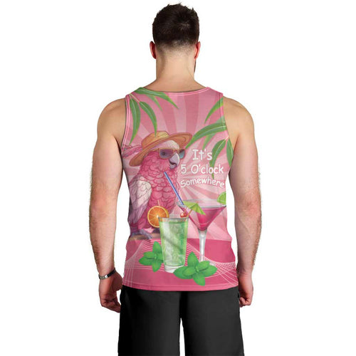 Chilling Pink Cockatoo Australia Men Tank Top It's 5 O’Clock Somewhere Cocktail - Aussie Hoodie