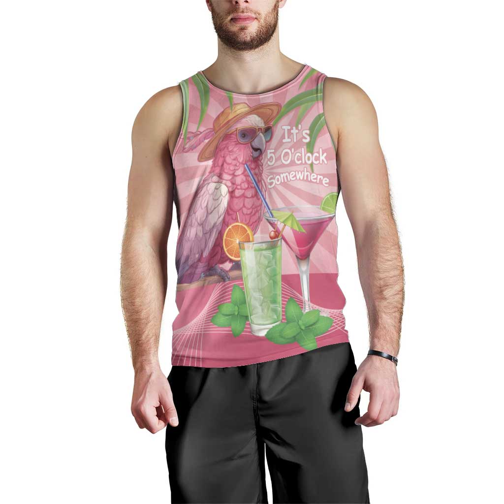 Chilling Pink Cockatoo Australia Men Tank Top It's 5 O’Clock Somewhere Cocktail - Aussie Hoodie