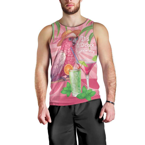 Chilling Pink Cockatoo Australia Men Tank Top It's 5 O’Clock Somewhere Cocktail - Aussie Hoodie
