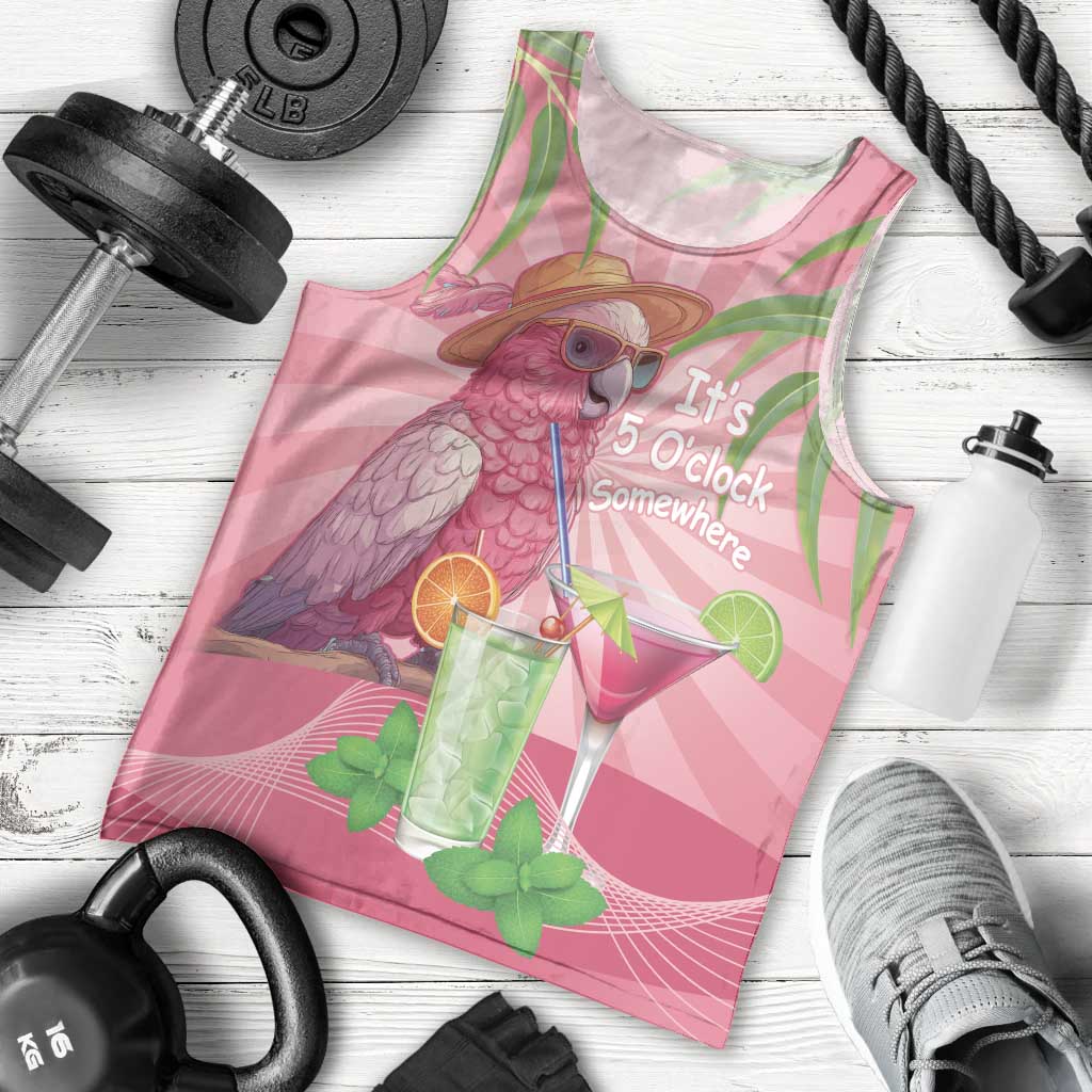 Chilling Pink Cockatoo Australia Men Tank Top It's 5 O’Clock Somewhere Cocktail - Aussie Hoodie