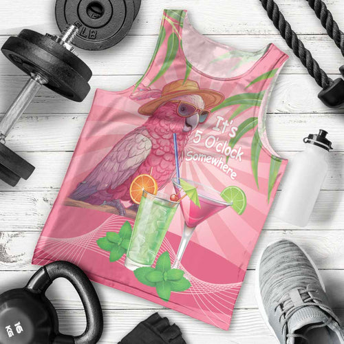 Chilling Pink Cockatoo Australia Men Tank Top It's 5 O’Clock Somewhere Cocktail - Aussie Hoodie