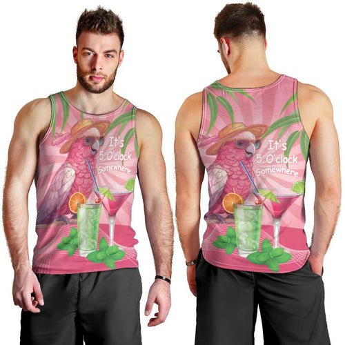 Chilling Pink Cockatoo Australia Men Tank Top It's 5 O’Clock Somewhere Cocktail - Aussie Hoodie