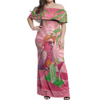 Chilling Pink Cockatoo Australia Off Shoulder Maxi Dress It's 5 O’Clock Somewhere Cocktail - Aussie Hoodie