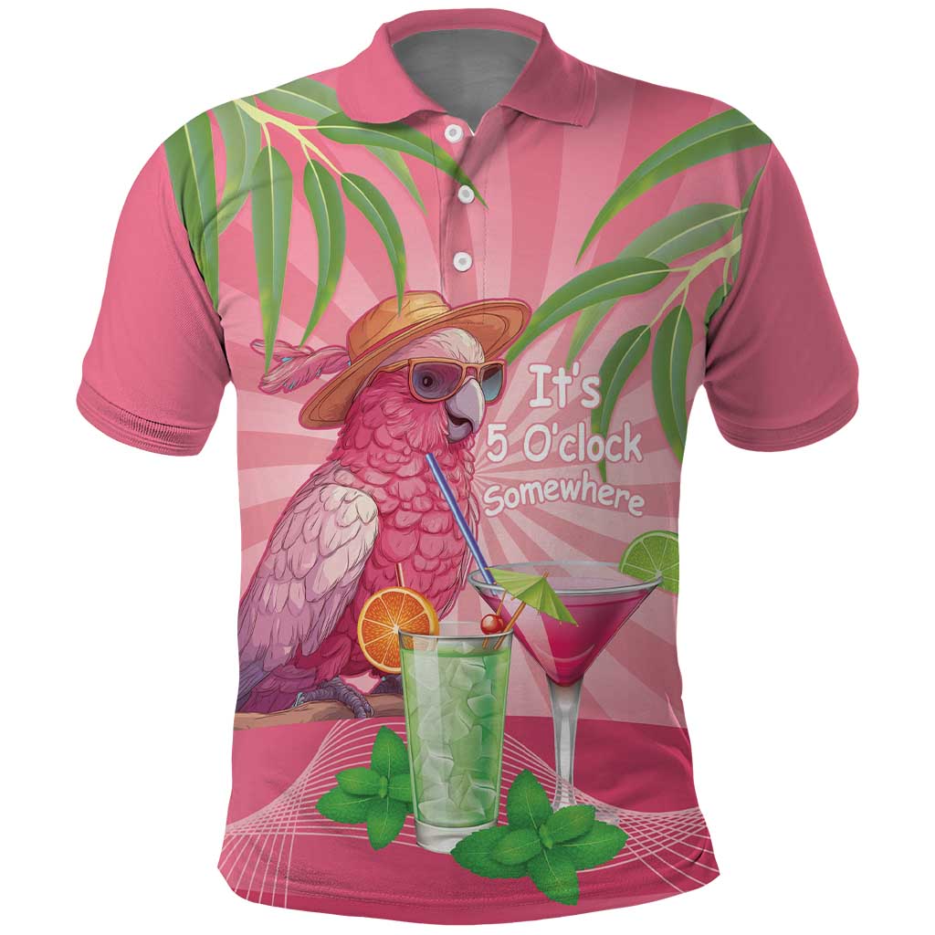 Chilling Pink Cockatoo Australia Polo Shirt It's 5 O’Clock Somewhere Cocktail - Aussie Hoodie