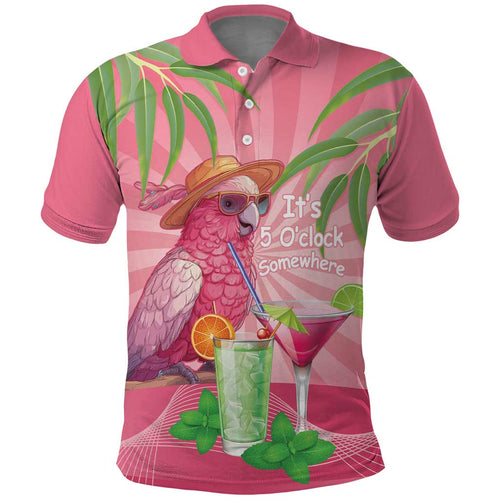 Chilling Pink Cockatoo Australia Polo Shirt It's 5 O’Clock Somewhere Cocktail - Aussie Hoodie