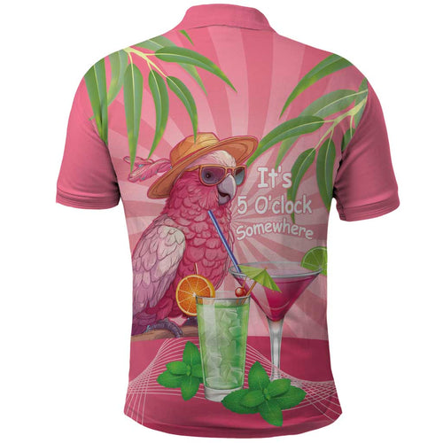 Chilling Pink Cockatoo Australia Polo Shirt It's 5 O’Clock Somewhere Cocktail - Aussie Hoodie