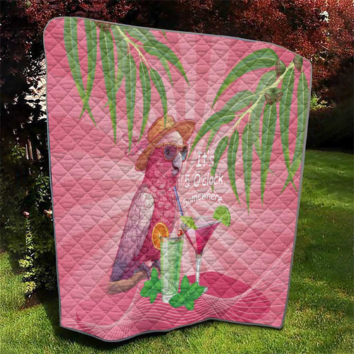 Chilling Pink Cockatoo Australia Quilt It's 5 O’Clock Somewhere Cocktail - Aussie Hoodie